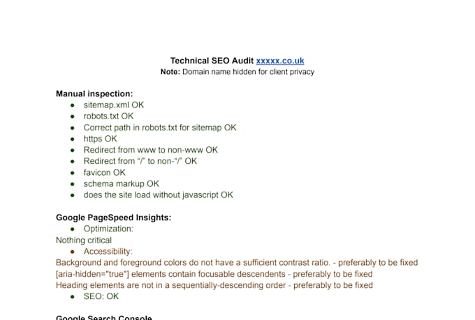 perform a detailed technical seo audit report with action plan